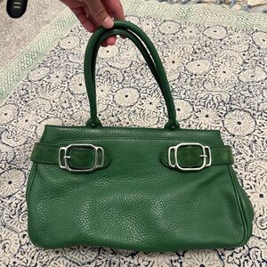 🍀 RARE Vintage Cole Haan Emerald Green Pebbled Leather Satchel 🍀